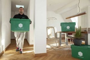 Driver walking with BOXIE24 moving box